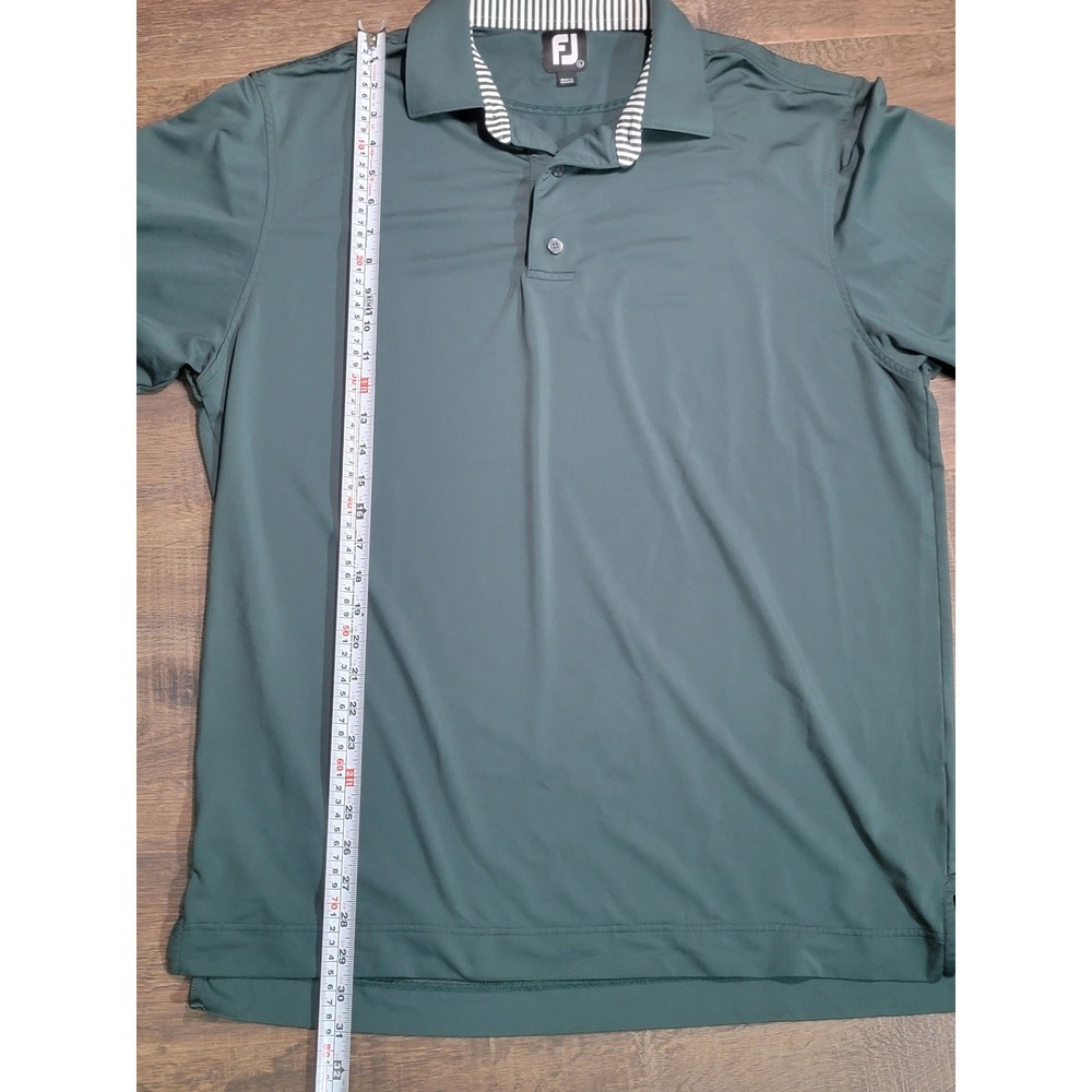 FootJoy Mens Performance Golf Polo Shirt Sage Green Striped Trim Large FJ